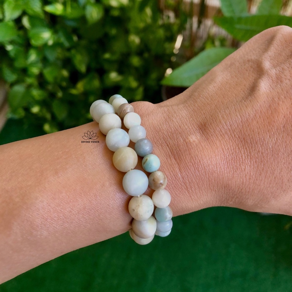 Amazonite Stone Stretch Bracelet Set
